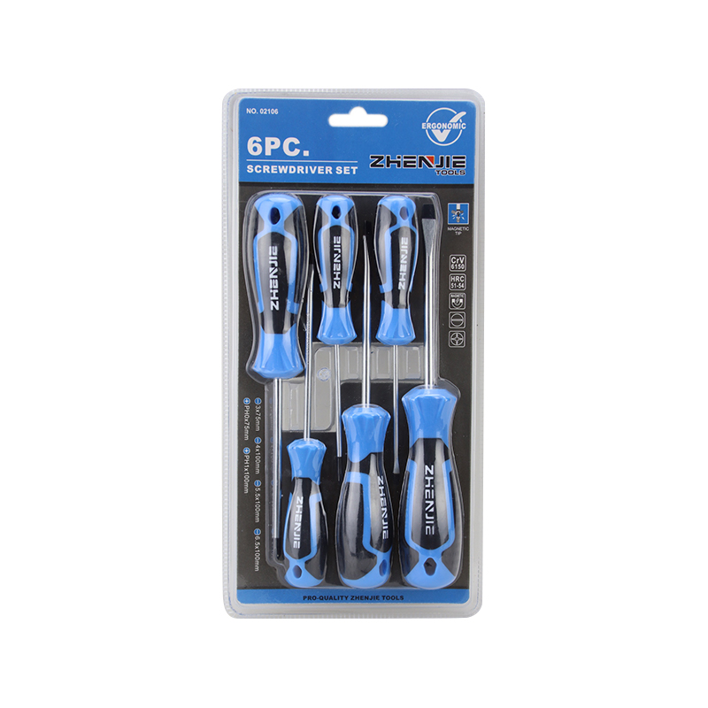 6pcs Ergonomically ডিজাইন করা হ্যান্ডেল স্লটেড এবং ফিলিপস স্ক্রু ড্রাইভার সেট