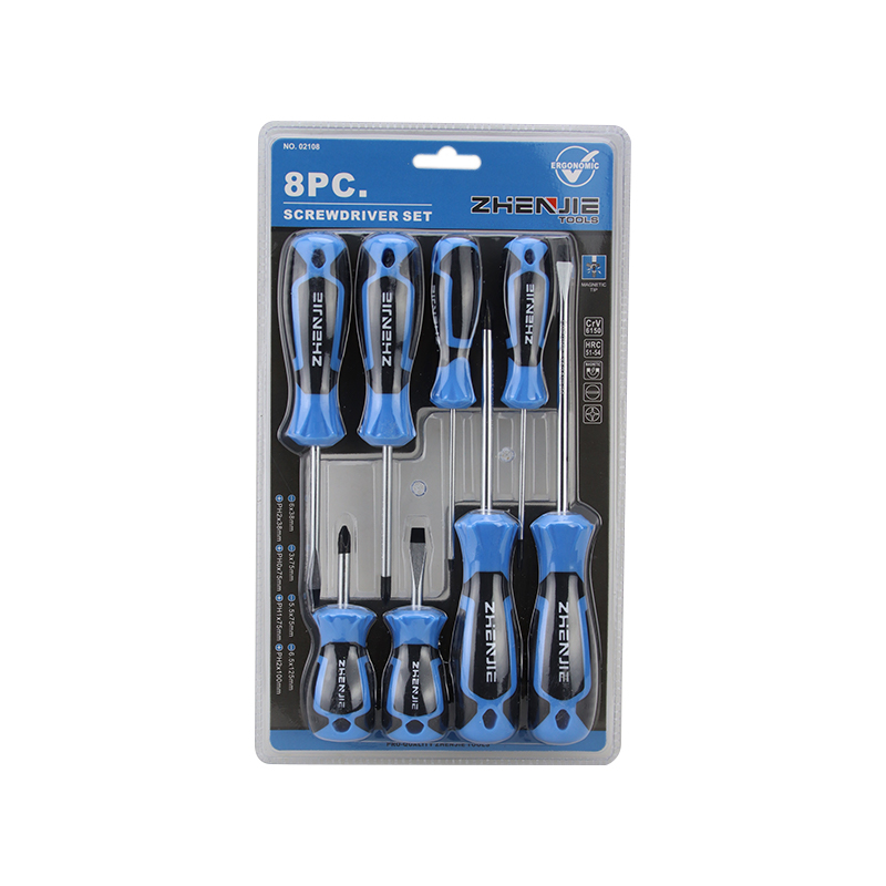 8pcs Ergonomically ডিজাইন করা হ্যান্ডেল স্লটেড এবং ফিলিপস স্ক্রু ড্রাইভার সেট