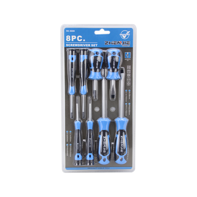 8pcs Ergonomically ডিজাইন করা হ্যান্ডেল স্ক্রু ড্রাইভার বিট সেট