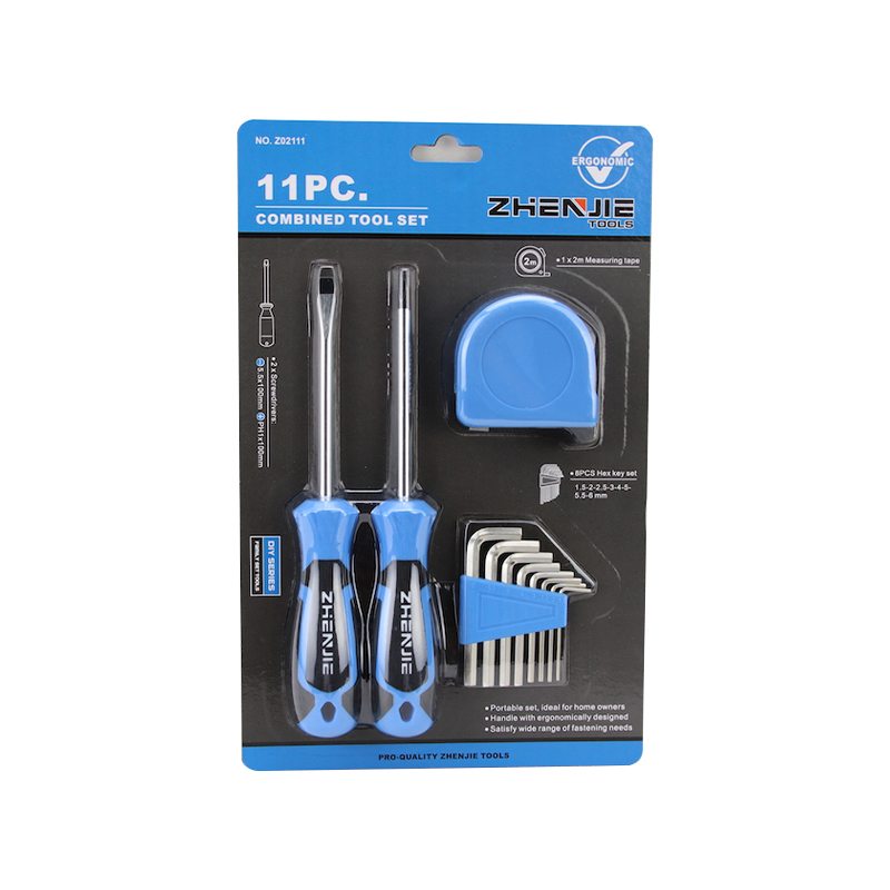 11pcs স্লটেড এবং ফিলিপস CRV স্ক্রু ড্রাইভার হেক্স কী মেজার টেপ সেট
