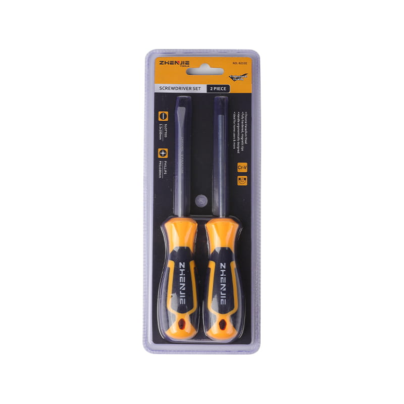 2pcs Ergonomically ডিজাইন করা হ্যান্ডেল স্লটেড এবং ফিলিপস স্ক্রু ড্রাইভার সেট