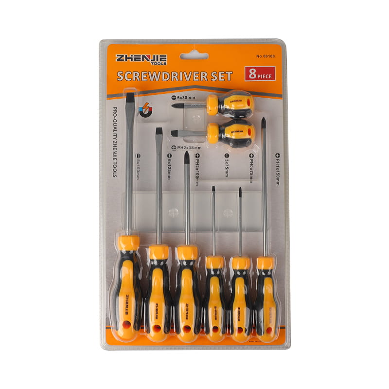 8pcs স্লটেড এবং ফিলিপস CRV-ব্লেড স্ক্রু ড্রাইভার সেট