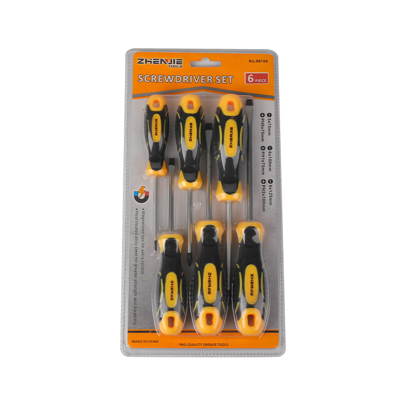 6pcs চুম্বকীয় টিপ স্লটেড এবং ফিলিপস CRV স্ক্রু ড্রাইভার সেট