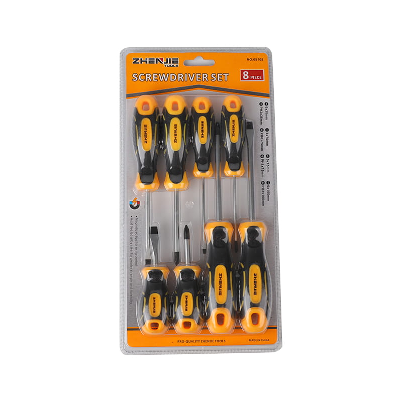 8pcs চুম্বকীয় টিপ স্লটেড এবং ফিলিপস CRV স্ক্রু ড্রাইভার সেট
