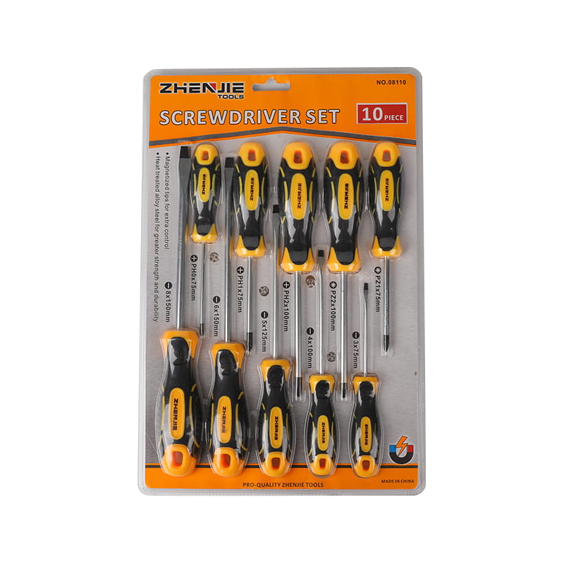 10pcs Slotted Phillips Pozidriv CRV স্ক্রু ড্রাইভার সেট