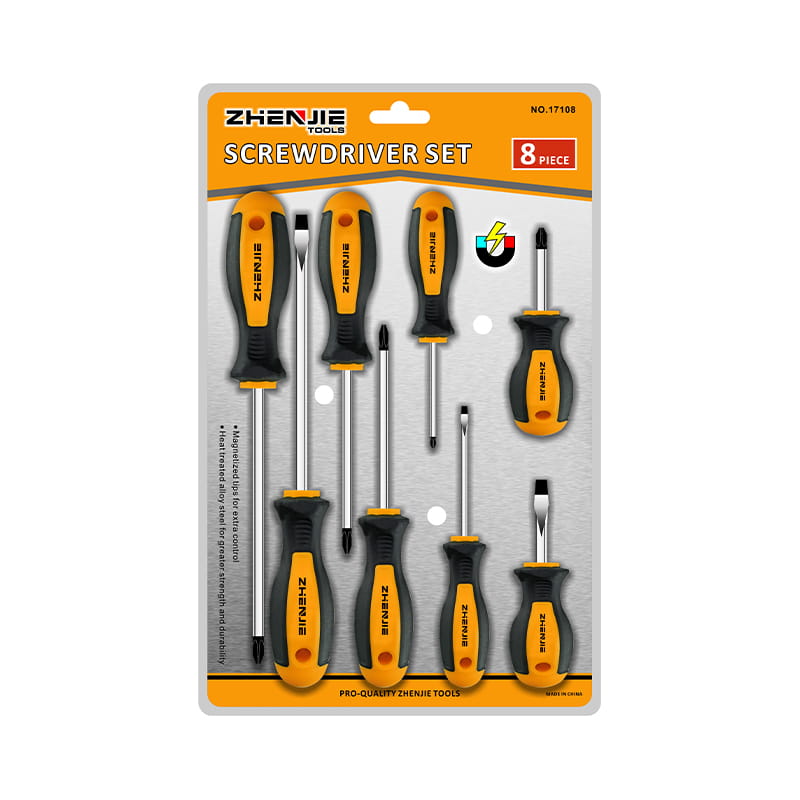 8pcs ডাবল ব্লিস্টার প্যাকেজিং স্লটেড এবং ফিলিপস সিআরভি স্ক্রু ড্রাইভার সেট