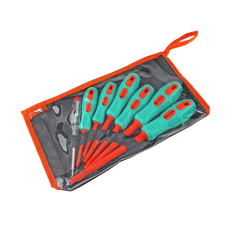 7pcs #0x75-#1x100-#2x150mm স্লটেড এবং ফিলিপস ইনসুলেটেড স্ক্রু ড্রাইভার সেট