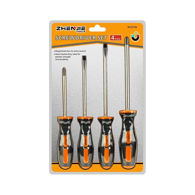 4pcs ডবল ইনজেকশনের নরম হ্যান্ডেল স্ক্রু ড্রাইভার সেট 