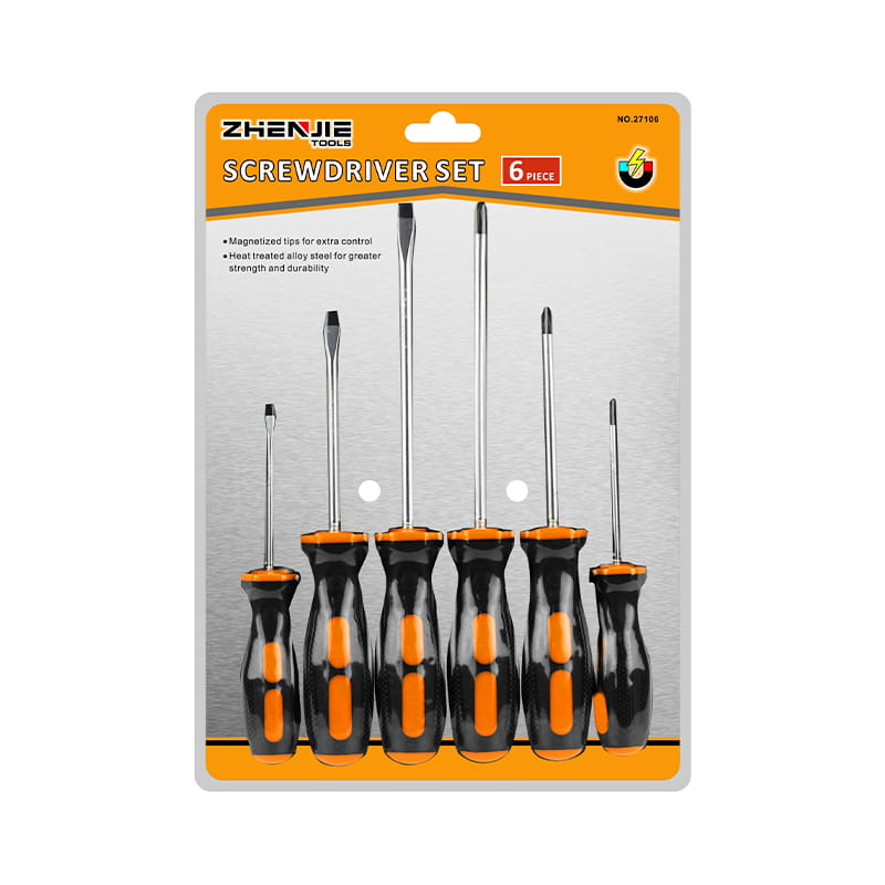 6pcs ডবল ইনজেকশনের নরম হ্যান্ডেল স্ক্রু ড্রাইভার সেট 