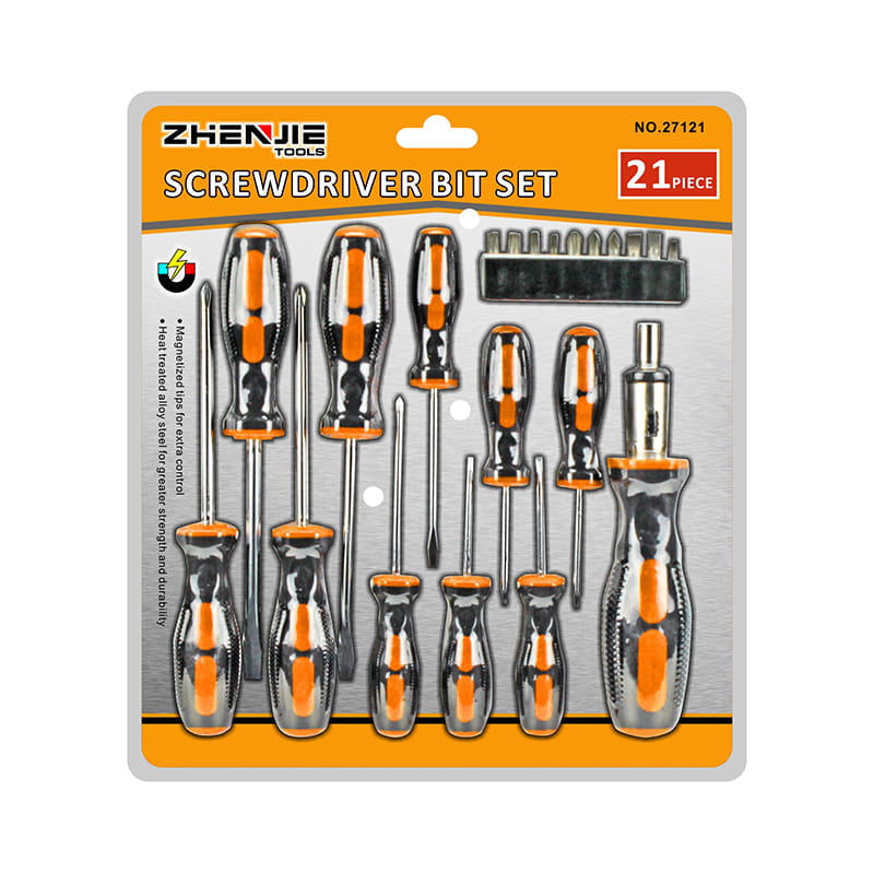 21pcs ডবল ইনজেকশনের নরম হ্যান্ডেল স্ক্রু ড্রাইভার সেট 