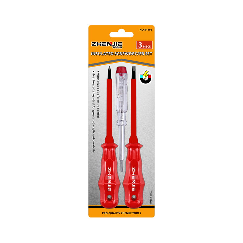 3pcs ফিলিপস এবং স্লটেড টিপস CRV ইনসুলেটেড স্ক্রু ড্রাইভার সেট