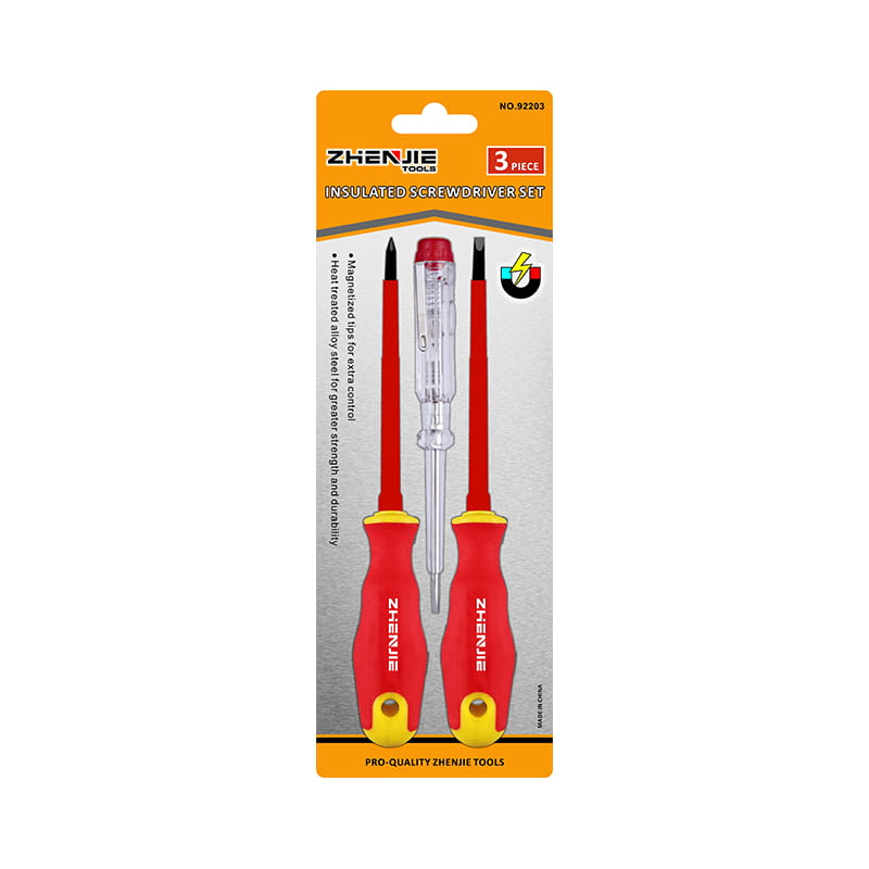 3pcs স্লটেড এবং ফিলিপস ম্যাগনেটাইজড টিপ CRV ইনসুলেটেড স্ক্রু ড্রাইভার সেট